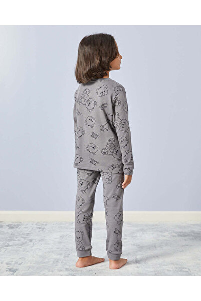 REDTAG Boys Grey Bear Print Pyjama Set (2 Piece)