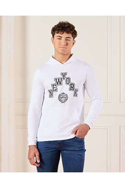 REDTAG Senior Boys White New York Table Hoody
