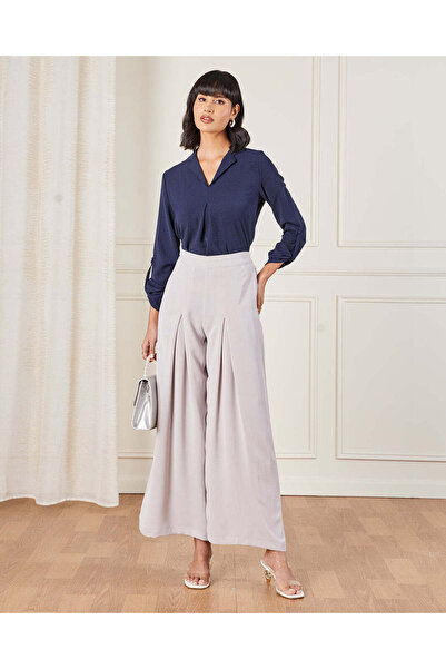 REDTAG Women Grey Wide Leg Trousers