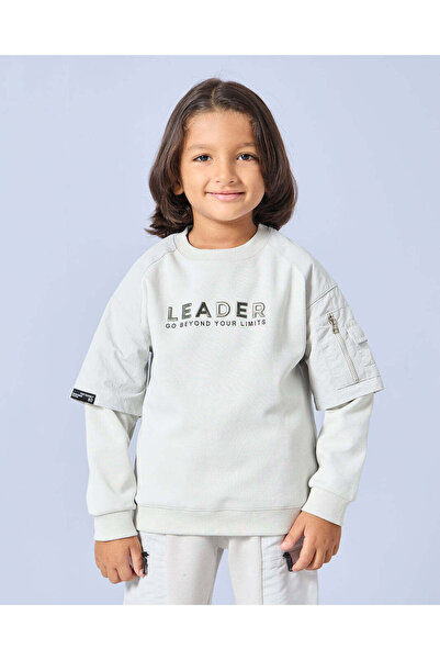 REDTAG Boys Grey Cut & Sew Sweatshirt