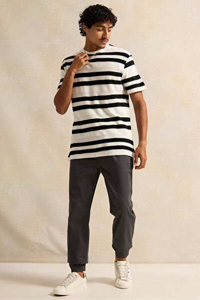 REDTAG Men Charcoal Twill Joggers