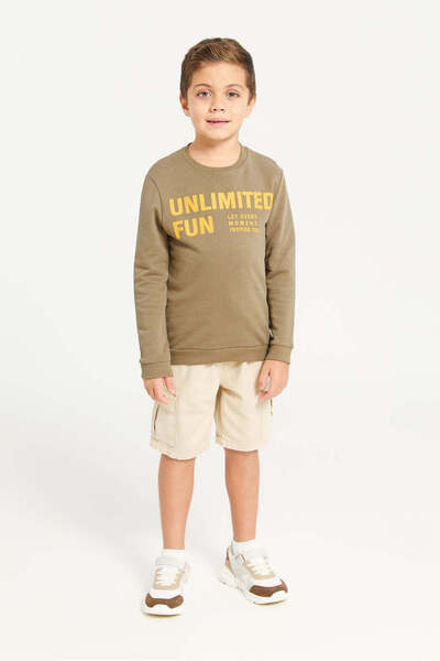REDTAG Boys Mustard And Olive Sweatshirt Set (2 Piece)