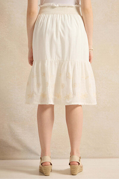 REDTAG Senior Girls White Tiered Embroidered Skirt