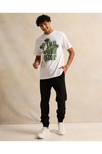 REDTAG Men Black Twill Joggers