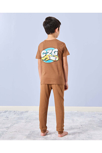 REDTAG Boys Brown Printed Pyjama Set (2 Piece)