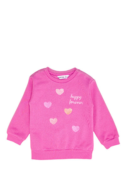 REDTAG Infant Girls Mauve All Over Heart Sweatshirt