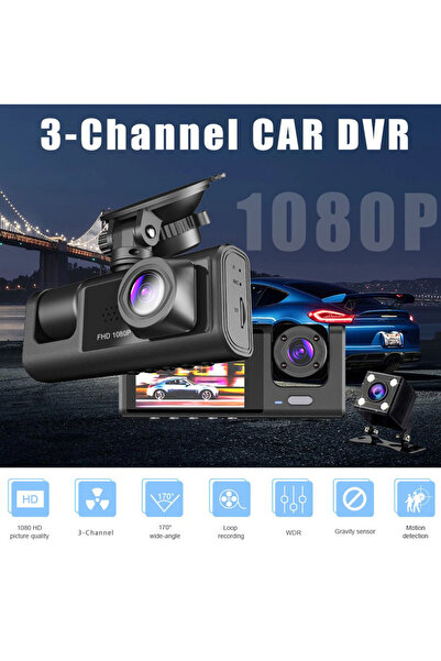 BASHAR Car DVR camera three cameras front rear interior 1920*1296p super HD wide angle 170 degrees