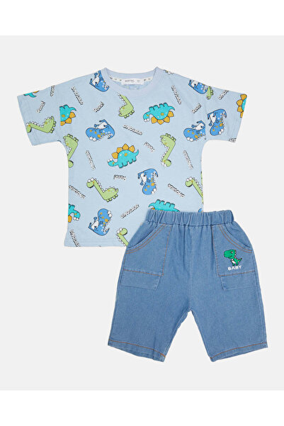 REDTAG Boys Blue T-Shirt With Shorts Set (2 Piece)