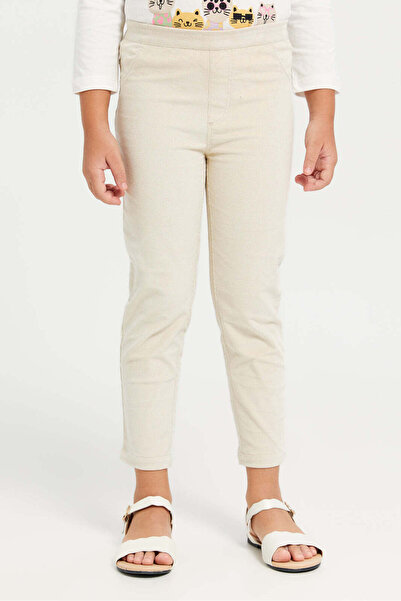 REDTAG Girls Cream Straight Fit Trousers