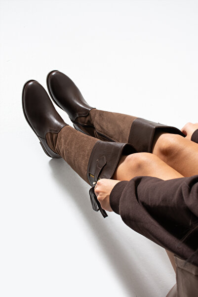 Gökçe Shoes Nicola Kahve Süet Püskül Detay Kadın Çizme