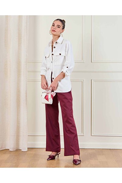 REDTAG Women Burgandy Wide Leg Pull On Trousers