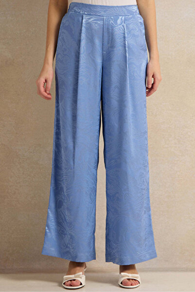 REDTAG Women Blue Jacquard Wide Leg Pants