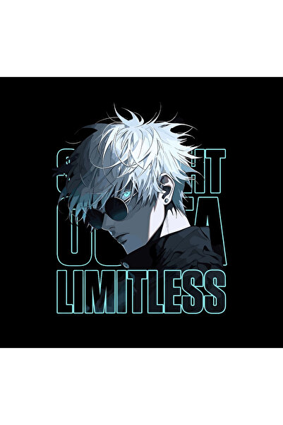 fame-stoned Jujutsu Kaisen Satoru Gojo Anime Printed Unisex 100% Cotton Black T-Shirt