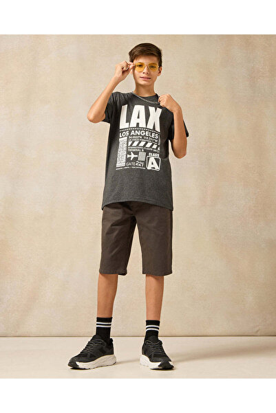 REDTAG Senior Boys Charcoal Table Shorts