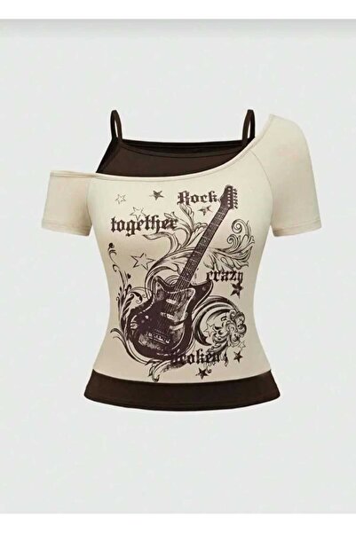 İsra Ayyıldız Moonstar Collection Crop cu mânecă scurtă Y2k, cu bretele supli...