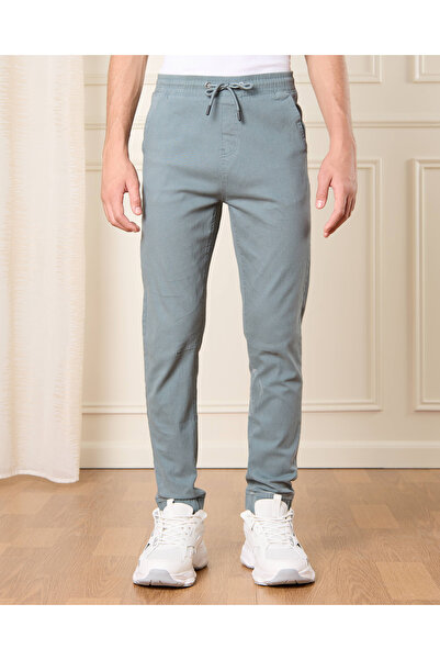 REDTAG Senior Boys Blue Pull On Jogger With Cuff