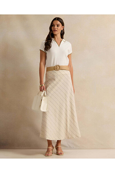 REDTAG Women Ivory Striped Skirt