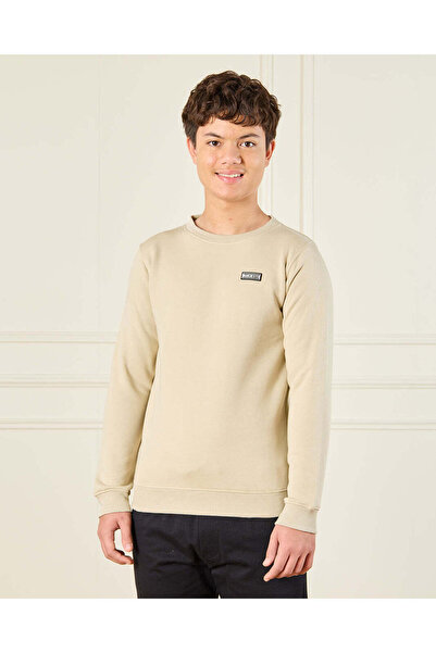 REDTAG Senior Boys Beige Solid Sweatshirt