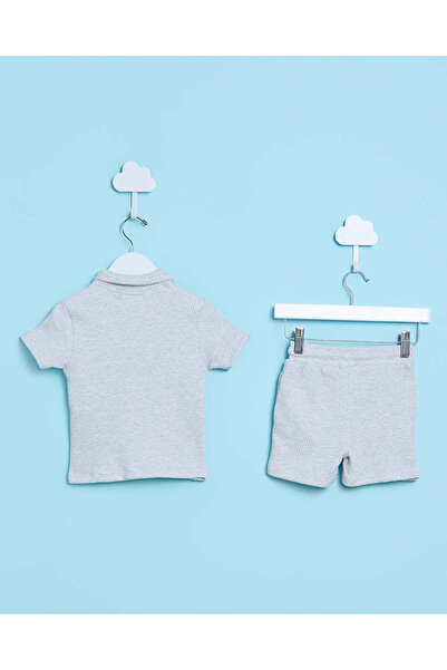 REDTAG Infant Boys Grey Shirt And Shorts Set (2 Piece)
