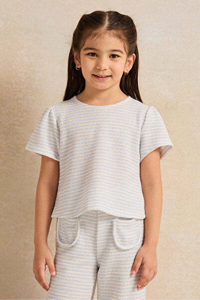 REDTAG Girls Blue Striped Casual Set (2 Piece)