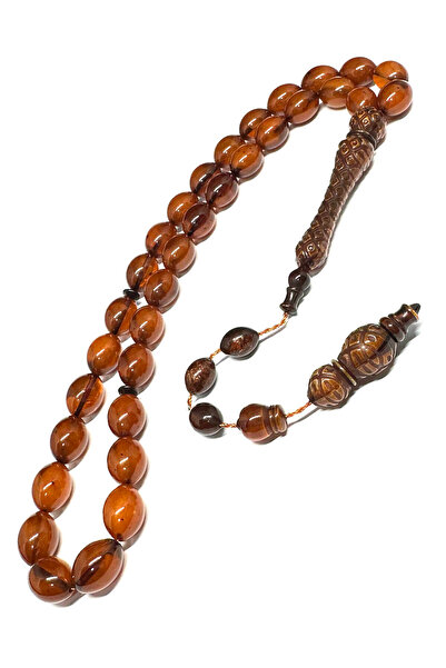 Fabula Silver Oyma İmameli Toz Kehribar Tesbih Erkek Hediye Tespih