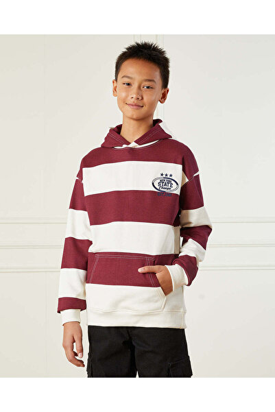 REDTAG سويت شيرت بغطاء رأس باللون العنابي للأولاد الكبار