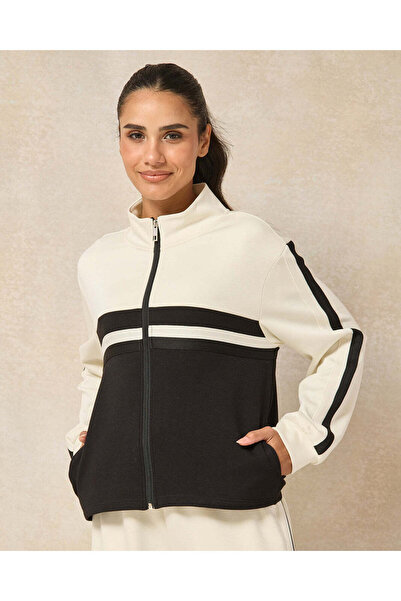 REDTAG Women Ivory Panel Detail Active Sweatshirt