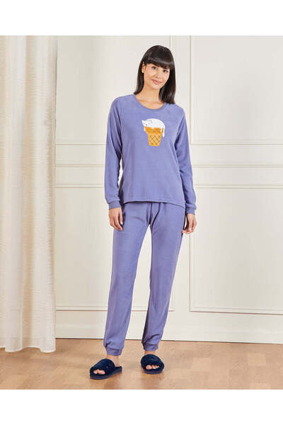 REDTAG طقم بيجامة نسائية بطبعة آيس كريم بنفسجية (قطعتين)