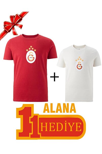 Galatasaray Orijinal 5 Yıldız Kırmızı T-Shirt 5 Yıldız Ekru T-shirt Hediyeli