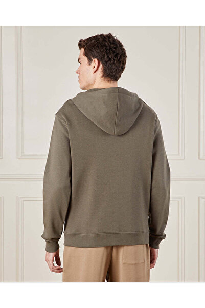 REDTAG Men Green Printed Zip -Through Sweatshirt