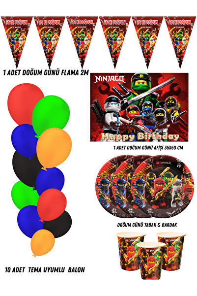 HAPPYLOOPPARTY Ninjago Yapı Oyuncak 8 Kişilik Doğum Günü Parti Malzemeleri Sü...