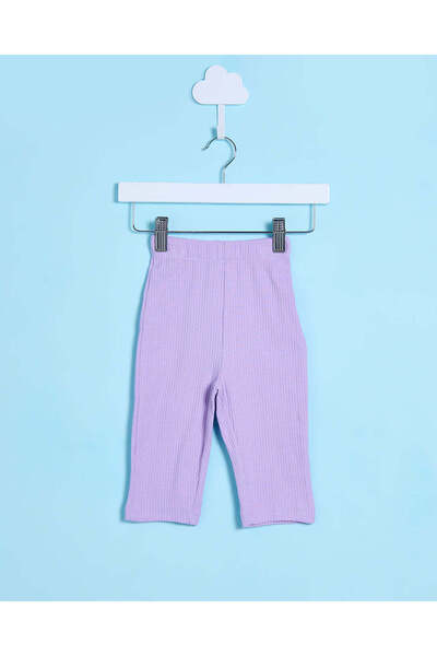REDTAG Infant Girls Lilac Ribbed Casual Set (2 Piece)