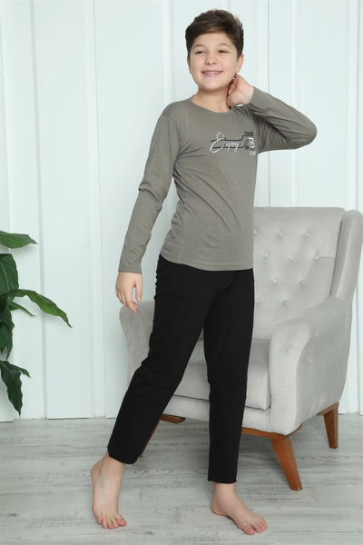 alfa expres Clothing Boys' Combed Cotton Pajama Set Mink