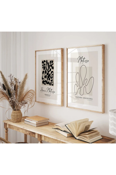 POSTER 2'li Set Siyah Beyaz Matisse Baskısı Seti, Bohem Duvar Dekoru, Matisse