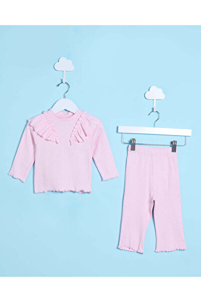 REDTAG طقم ملابس كاجوال وردي للبنات الرضع (قطعتين)