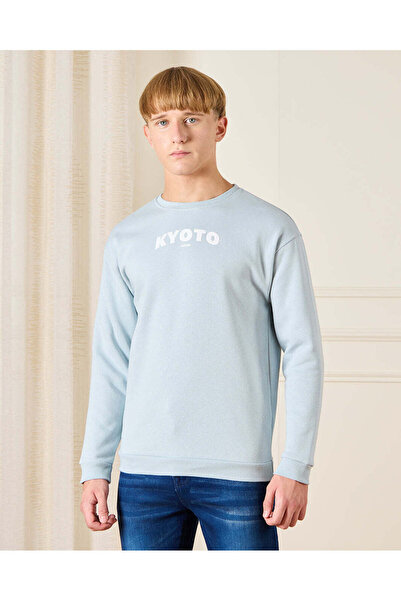REDTAG Senior Boys Blue Kyoto Print Sweatshirt