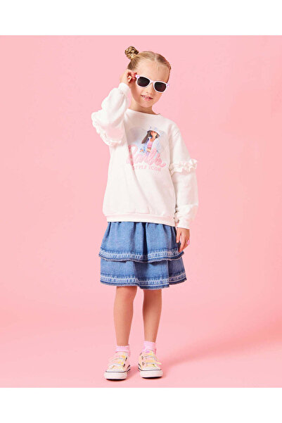 REDTAG Girls Blue Denim Tiered Skirt