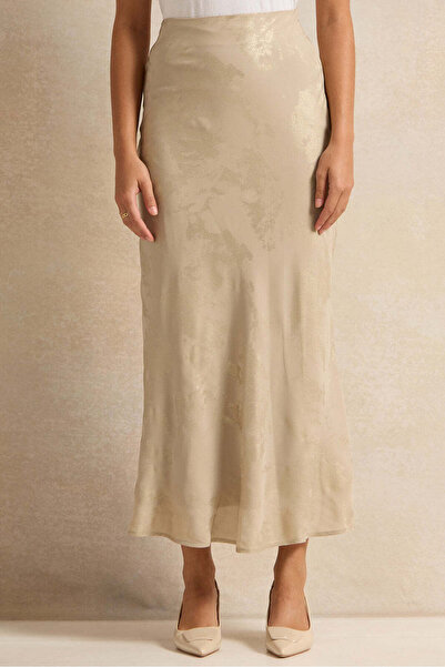 REDTAG Women Beige Printed Satin Skirt