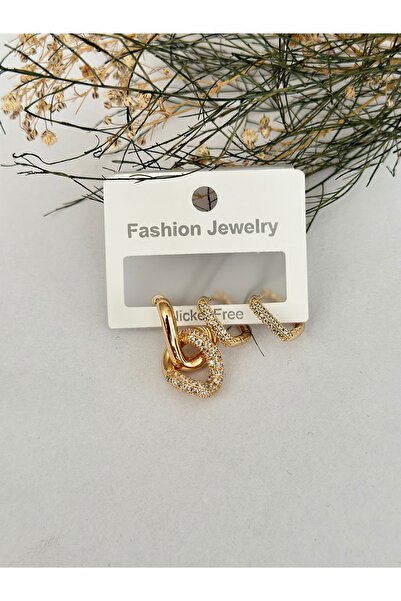 mibrillo Triple Single Zircon Stone Hoop Earrings