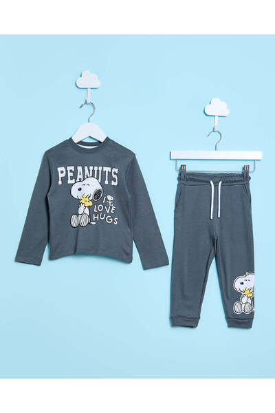 REDTAG Infant Boys Grey Snoopy Pyjama Set (2 Piece)