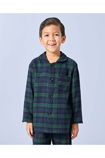 REDTAG Boys Green And Navy Checkered Pyjama Set (2 Piece)