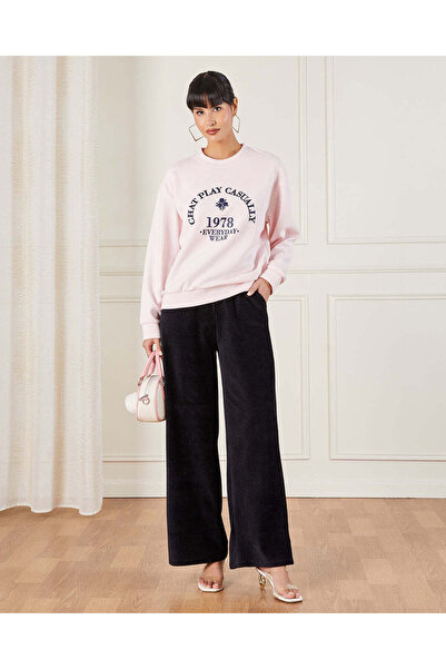 REDTAG Women Black Ribbed Trousers