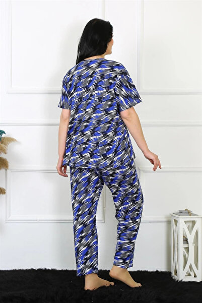 alfa expres Clothing Women 5Xl-6Xl-7Xl-8Xl Plus Size Short Sleeve Pajamas Suit Cobalt