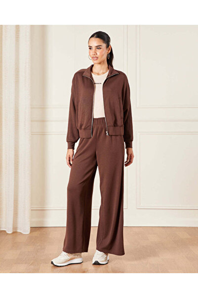 REDTAG Women Brown Zip Through Sweatshirt