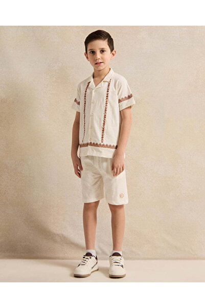 REDTAG Boys Ecru Embroidered Casual Set (2 Piece)
