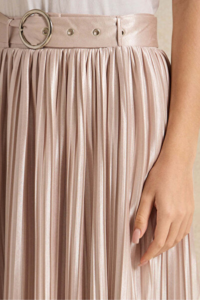 REDTAG Senior Girls Pink Pleated Skirts With Belt