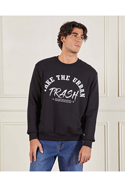 REDTAG سويت شيرت رجالي أسود مطبوع