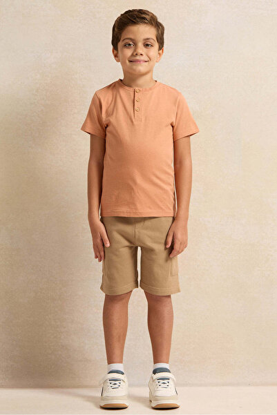 REDTAG Boys Brown Cargo Pocket Shorts