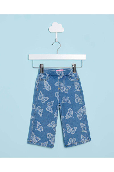 REDTAG Infant Girls Blue Printed Jeggings