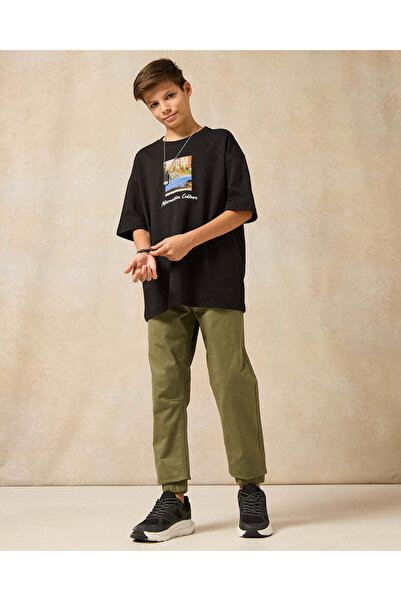 REDTAG Senior Boys Olive Pull On Joggers